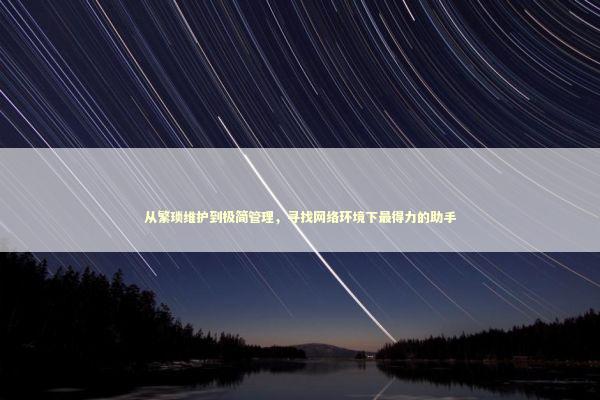 从繁琐维护到极简管理,寻找网络环境下最得力的助手 从繁琐维护到极简管理,寻找网络环境下最得力的助手 IT技术